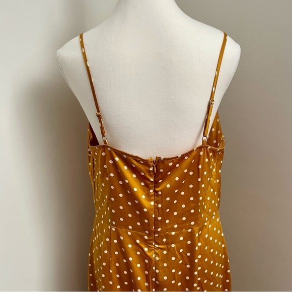 Anthropologie J.O.A Just One Answer Josie Polka Dot Slip Dress Gold Size Large - Picture 9 of 12